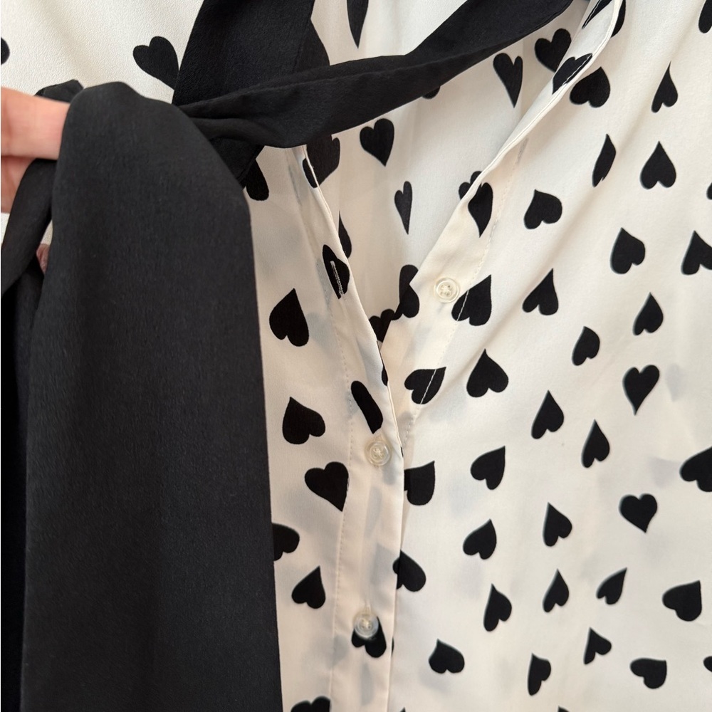Eloquii Black and White Heart Print Blouse - Picture 2 of 10